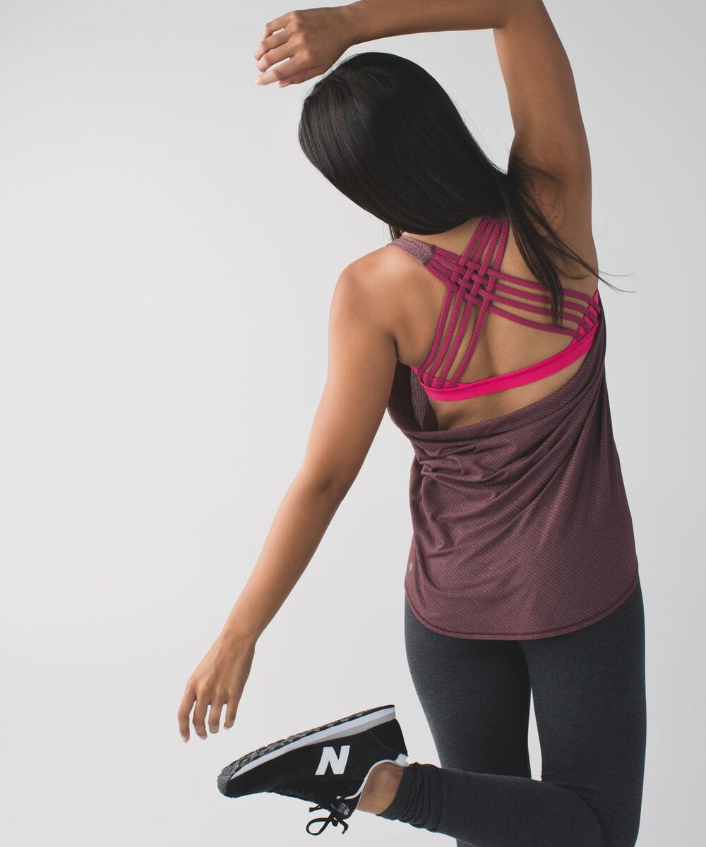 Lululemon Wild Tank Heathered Bordeaux Drama Wee Stripe Bon Bon Bordeaux sz 6